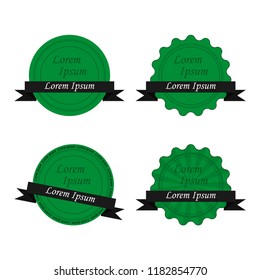 Set green circle with ribbon, with place for your own text. Vector. 
