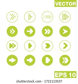 Set of green circle vector arrows. Vector Icons