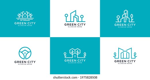 Set green city logo concepts symbol icon