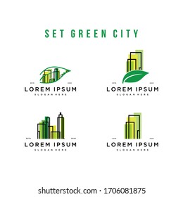 set green city logo design vector template