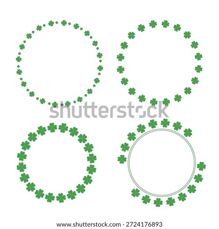 Set of green clover frames isolated on white