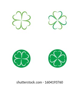 Set of Green Clover Leaf icon Template Design Vector