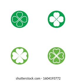 Set of Green Clover Leaf icon Template Design Vector