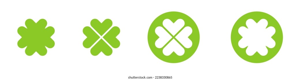 Set of green clover on white backboard. Leaf of clover or trefoil.