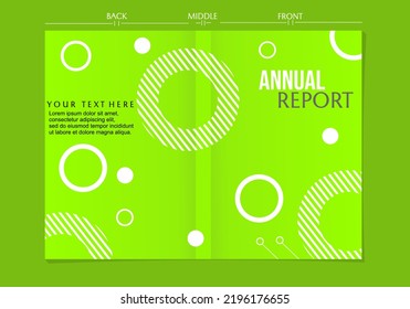 set of green color book cover designs on circle geometry background