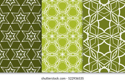 set of green color decorative floral ornament. modern pattern. seamless vector illustration. for interior design, textile, wallpaper