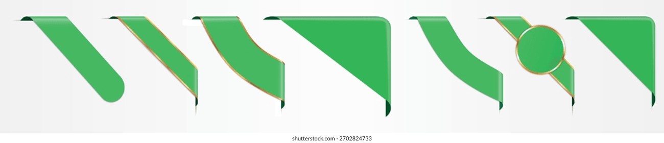 Conjunto de Anuncios de cinta de esquina de color verde