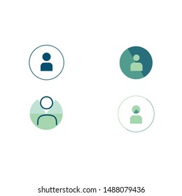 Set of green contacts logo. Vector representing a list of names, telephones, adresses and other information of different people. Modern and sophisticated design.
