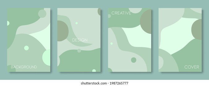 Set of green cover design template. Abstract soft fluid shapes background for banner, poster, and wallpaper.