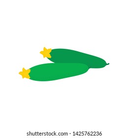 Set of Green cucumbers in flat style isolated on white background. Keto diet. Cucumber Icon symbol food. Vector illustration.
