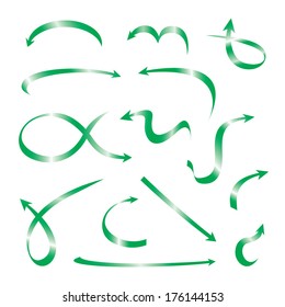 set of green curved arrows