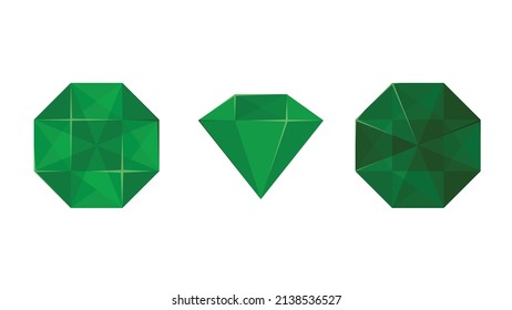 Set of green diamond icon. Flat illustration of diamond. Template design for corporate business logo, mobile or web app. Vector illustration