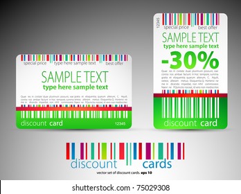 Set of green discount cards