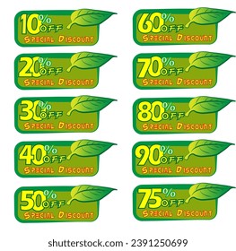 set of green discount labels