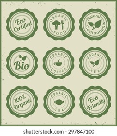 Set of green eco hollow stickers