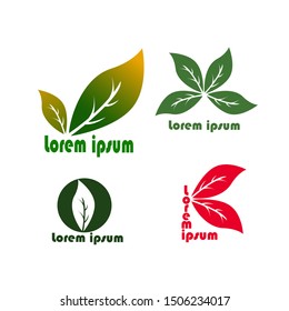 set of green eco icon vector illustration of an isolated leaf.for icon business.