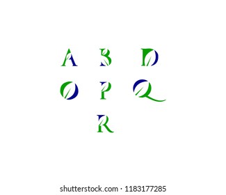 Set of green eco letters logo with leaves