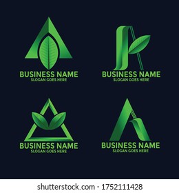 Reihe grüner Umweltzeichen Ein Logo