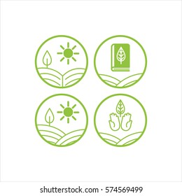 Set of green eco logo templates, vector illustration isolated on white background. Collection of green eco logotype template, environment protection, nature, growth, information support.