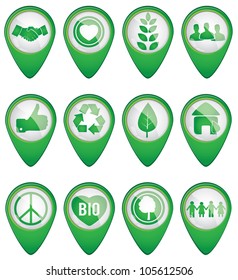 Set of green eco pointers - vector illustration