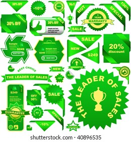 Set of green elements for sale.