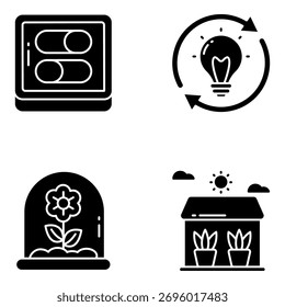 Conjunto de iconos sólidos de energía verde
