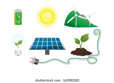 Set of green environment icons