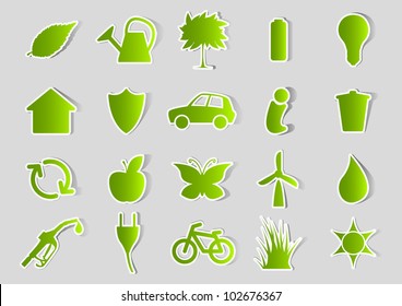 Set of green environmental icons