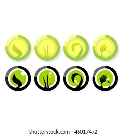Set of green environmental icons