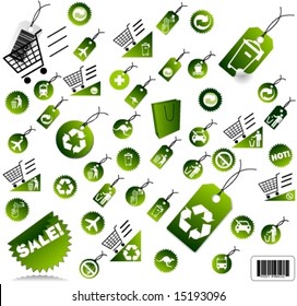 Conjunto de iconos ecológicos, arte vectorial
