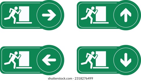 set of green exit icons vector