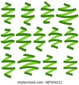 Set of Green Flat Empty Ribbons. Ready for Your Text or Design. Isolated vector illustration.
