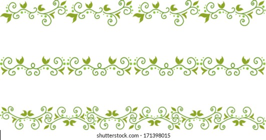 Set of green floral border