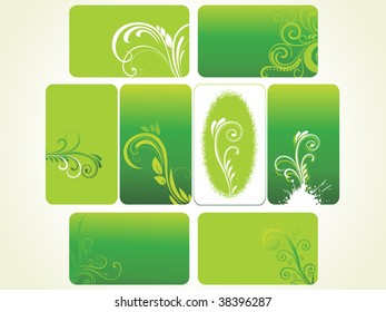 set of green floral frames, vector illustration