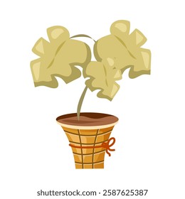 Set of green flowers with white background