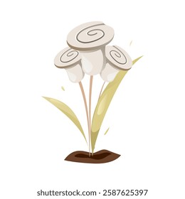 Set of green flowers with white background
