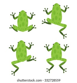 패턴이 있는 플랫 스타일의 녹색 개구리 집합