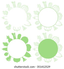 Set of green fruit and vegetables banners