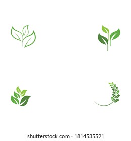 Set Green garden green leaf Logo Template vector symbol nature