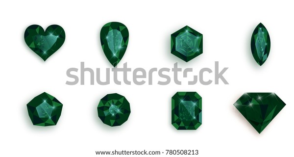 緑の宝石のセット エメラルドのベクターイラスト のベクター画像素材 ロイヤリティフリー
