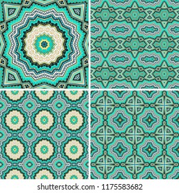 Set of green geometric vector ornament