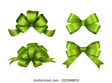 Set of green gift bows. Vector illustration. Concept for invitation, banners, gift cards, congratulation or website layout vector.