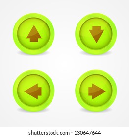 Set of green glossy vector icons with arrows