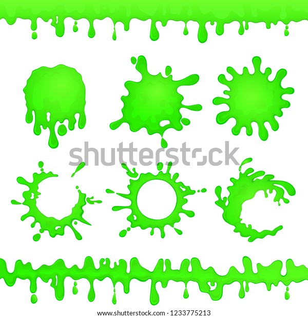 Set Green Gooey Slime Dripping Slime Stock Vector (Royalty Free ...