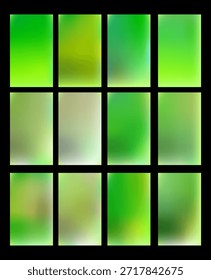 Conjunto de Plantillas de fondo degradado verde. Malla degradada. Editable. Colorido para la pantalla, ideal para carteles, Anuncios, portadas de revistas o folletos