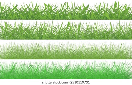 Conjunto de Anuncios de hierba verde aislados sobre fondo blanco. Ilustración vectorial.