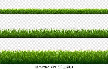 Grüne Grasgrenzen, transparenter Hintergrund, Vektorgrafik