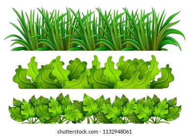 A set of green grass illustration