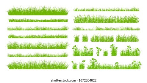 Set of Green Grass Isolated on White Background. Herb vector set. 