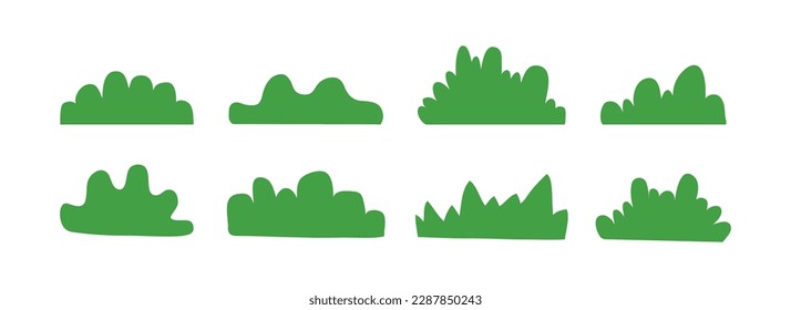 Set of Green Grass Isolated on White Background